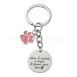 Alloy Enamel Keychain, Paw Print, Platinum, 7.8cm(KEYC-YW00038)