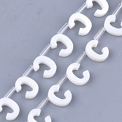 Natural Freshwater Shell Beads, Top Drilled Beads, White, Letter.C, 10x7.5x3mm, Hole: 0.8mm(SHEL-T012-59C)