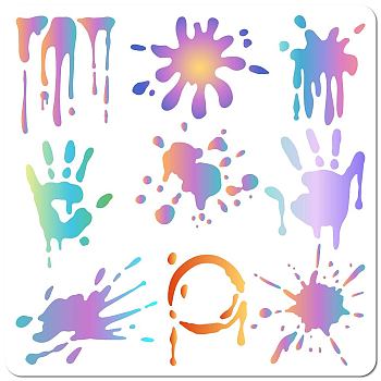 Paint Splatter PET Plastic Hollow Out Drawing Painting Stencils Templates, Square, 300x300mm