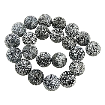 Natural Crackle Agate Beads Strands, Dyed, Round, Grade A, Black, 4mm, Hole: 0.8mm, about 93pcs/strand, 15 inch