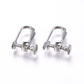 304 Stainless Steel Clip-on Earring Findings, Stainless Steel Color, 15x12.5x5mm