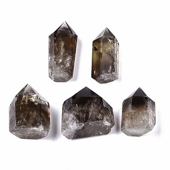 Natural Smoky Quartz Beads, Healing Stones, Reiki Energy Balancing Meditation Therapy Wand, No Hole/UnDrilled, for Wire Wrapped Pendant Making, Hexagon Prism, 30~70x20~40x15~35mm