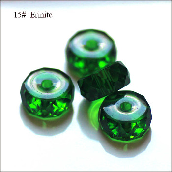 Imitation Austrian Crystal Beads, Grade AAA, Faceted, Flat Round, Green, 12x7.5mm, Hole: 0.9~1mm