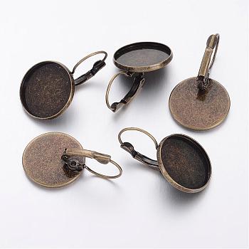 Brass Leverback Earring Findings, Antique Bronze, 20x32mm, Tray: 18mm