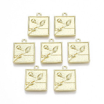 Rack Plating Alloy Pendants, Cadmium Free & Lead Free, Square with Hand & Pear & Grape, Light Gold, 19x16x2mm, Hole: 1.8mm