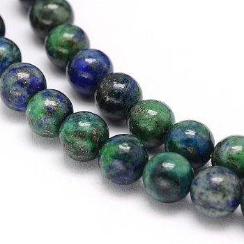Natural Chrysocolla and Lapis Lazuli Beads Strands, Dyed, Round, 4mm, Hole: 0.8mm, about 95pcs/strand, 15.5 inch