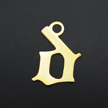 201 Stainless Steel Charms, Laser Cut, Letter, Golden, Letter.D, D:9x6x1mm, Hole: 1.2mm