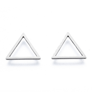 201 Stainless Steel Linking Rings, Triangle, Stainless Steel Color, 12x13.5x1mm, Inner Diameter: 7.5x8.5mm