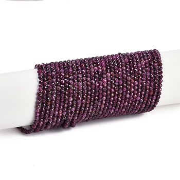 Natural Ruby Beads Strands, Grade AA, Faceted, Round, 3mm, Hole: 0.6mm, about 111pcs/strand, 15.35''(39cm)