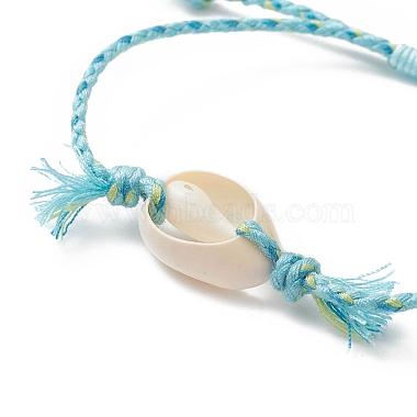Natural Cowrie Shell with Evil Eye Braided Bead Bracelet with Nylon & Cotton Cord for Women(BJEW-JB09140)-6