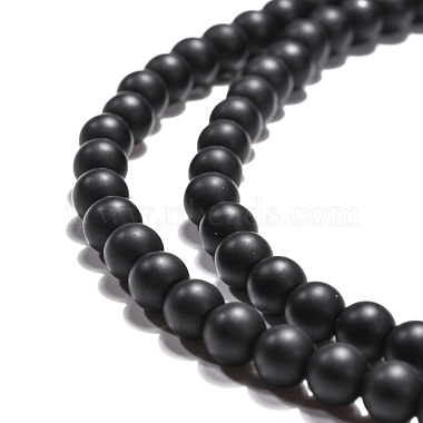 synthétiques pierre noire brins de perles(G-G508-6MM)-2