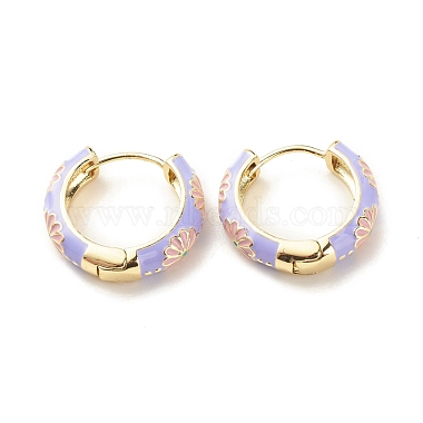 Lilac Round Brass Earrings