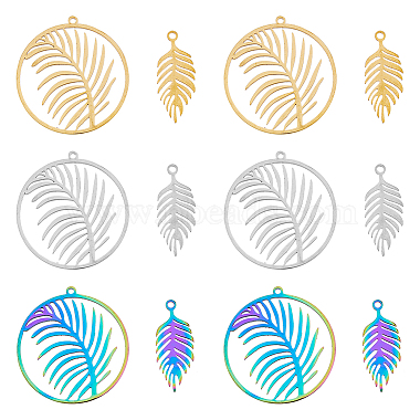 Mixed Color Leaf 201 Stainless Steel Pendants