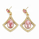 Rhombus with Porcelain Rack Plating Alloy Dangle Stud Earrings(EJEW-S211-003-RS)-2
