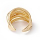 Rack Plating Brass Multi Circle Criss Cross Open Cuff Ring for Women(RJEW-B043-12)-2