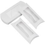 Kraft Paper Pillow Wedding Candy Favor Gift Boxes, with Visible Windows, White, 16.1x7.2x2.65cm(CON-WH0099-58A)