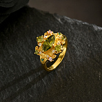 Brass Micro Pave Cubic Zirconia Finger Rings for Women, Flower, Real 18K Gold Plated, 14mm, US Size 5(15.7mm)(KW9333-1)