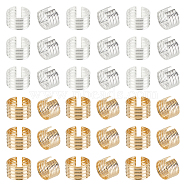 DICOSMETIC 60Pcs 2 Colors Brass Grooved Column Open Cuff Earrings for Men Women, Golden & Silver, 9.5x6x0.7mm, 30Pcs/color(KK-DC0001-93)