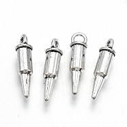 Tibetan Style Alloy Pendants, Lead Free & Cadmium Free, Cartridge, Antique Silver, 15x3.5mm, Hole: 1.8mm, about 1000pcs/500g(TIBE-S323-072AS-RS)