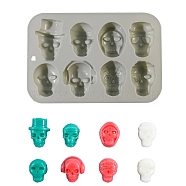 Skull DIY Silicone Molds, Fondant Molds, Resin Casting Molds, for Chocolate, Candy, UV Resin & Epoxy Resin Craft Making, for Halloween, Dark Sea Green, 187x126x21mm(PW-WG69AC2-01)