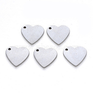 201 Stainless Steel Charms, Laser Cut, Stamping Blank Tag, Heart, Stainless Steel Color, 15x15x1mm, Hole: 1.5mm(STAS-N092-51)