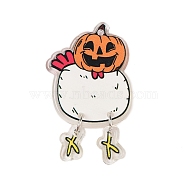 Halloween Theme Opaque Printed Acrylic Pendants, with Iron Findings, Chick, Chick, 49x30x2mm, Hole: 2.5mm(SACR-S034-12A)