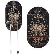 CREATCABIN Wooden Wall-Mounted Small Crystal Display Shelf, Witch Hanging Crystal Holder with Rose Quartz, Blue Goldstone, Synthetic Turquoise, for Crystal Dowsing Pendulum Pendant Storage, Butterfly Pattern, Finish Product: 21.5x11.6x8.5cm(DIY-CN0002-25B)