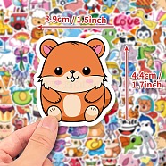 100Pcs Cartoon Animals Paper Self-Adhesive Picture Stickers, for Water Bottles, Laptop, Luggage, Cup, Computer, Mobile Phone, Skateboard, Guitar Stickers Decor, Mixed Color, 46~48x25~44x0.1mm, 100pcs/set(STIC-C010-10)