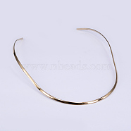 304 Stainless Steel Choker Necklaces, Rigid Necklaces, Real 18K Gold Plated, 120x6 inch(15cm)(NJEW-O094-30)