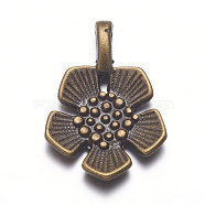 Tibetan Style Alloy Pendants, Lead Free and Cadmium Free, Antique Bronze, Flower, 22x15x2.5mm, Hole: 2x3mm(TIBEP-A12063-LF)