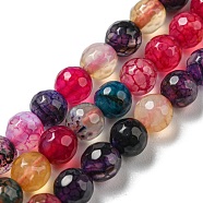Natural Agate Beads Strands, Dyed & Heated, Round, Faceted, Colorful, 6mm, Hole: 1mm, about 62pcs/strand, 14.37~14.76 inch(36.5~37.5cm)(G-C082-A01-18)