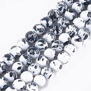Baking Painted Round Glass Bead Strands, Gray, 8mm, Hole: 1.3~1.6mm, about 100pcs/strand, 31.4 inch(DGLA-S084-8mm-59)