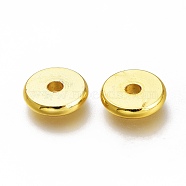 Brass Spacer Beads, Long-Lasting Plated, Flat Round, Golden, 7.7x1.6mm, Hole: 1.8mm(KK-H103-05B-G)