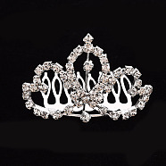 Fashionable Wedding Crown Rhinestone Hair Combs, Bridal Tiaras, Child Tiaras, with Iron and Brass Base, Crystal, 40x58mm(OHAR-R271-02)