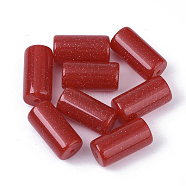 Resin Beads, with Glitter Powder, Column, Red, 24x12mm, Hole: 2mm(RESI-S374-38B)