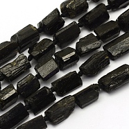 Natural Black Tourmaline Beads Strands, Nuggets, 8~14x6~10mm, Hole: 1mm, about 31~36pcs/strand, 16.1 inch(G-L464-05)