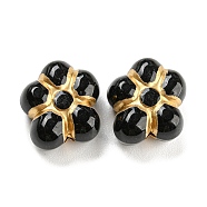 Plating Acrylic Beads, Golden Metal Enlaced, Flower, Black, 14.5x13.5x7mm, Hole: 1.8mm, about 495pcs/500g(OACR-A024-04D)
