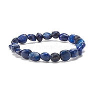 Natural Lapis Lazuli Nuggets Beads Stretch Bracelet, Reiki Bracelet for Children, Inner Diameter: 1-3/4 inch(4.6cm)(BJEW-JB07145-03)