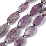 Natural Agate Beads Strands, Dyed, Faceted, Polygon, Medium Orchid, 27~45x16~18x6.5~9mm, Hole: 1.6mm, about 9~14pcs/strand, 15.75~17.32 inch(40~44cm)(G-F719-13A)