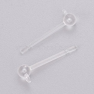 Transparent Painless Prevent Allergy Resin Stud Earring Findings, with Loop, Clear, 14x4.3mm, Hole: 0.9mm, Pin: 0.8mm(X-KY-L005-11)