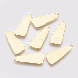 Brass Pendants, Real 18K Gold Plated, Triangle, 26x10.5x1mm, Hole: 1mm(X-KK-Q735-20G)
