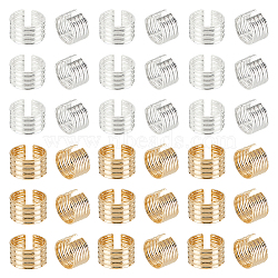 DICOSMETIC 60Pcs 2 Colors Brass Grooved Column Open Cuff Earrings for Men Women, Golden & Silver, 9.5x6x0.7mm, 30Pcs/color(KK-DC0001-93)