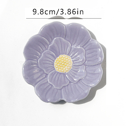 Porcelain Flower Jewelry Tray, Trinket Ring Dish Decorative Plate, for Rings, Earrings, Small Items, Medium Purple, 98mm(PW-WGBBF78-03)