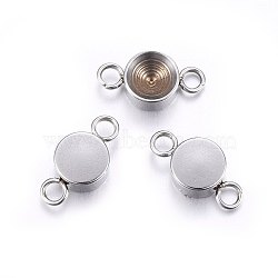 201 Stainless Steel Cabochon Connector Settings, Flat Round, Stainless Steel Color, Fit For 5.5mm Rhinestone, 12x6x3mm, Hole: 1.8mm(STAS-O107-03P-B)