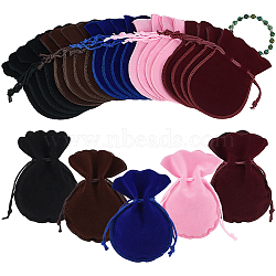 40pcs 4 colors Gourd Velvet Bags, Gift Pouches, Mixed Color, 12x9cm, about 10pcs/color(TP-NB0001-65)