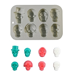 Skull DIY Silicone Molds, Fondant Molds, Resin Casting Molds, for Chocolate, Candy, UV Resin & Epoxy Resin Craft Making, for Halloween, Dark Sea Green, 187x126x21mm(PW-WG69AC2-01)