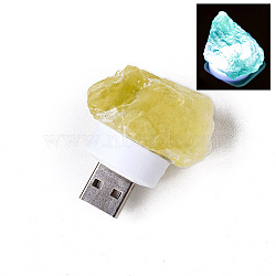 Nuggets Natural Citrine USB Night Light, Healing Raw Stone Night Lamp for Bedroom Home Decor, 30~40mm(PW-WGC42A4-03)