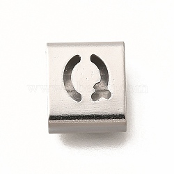 Letter Style 304 Stainless Steel Square Slide Charms, Letter Q, 9x8x4mm, Hole: 3.5x8.5mm(STAS-L132-06Q)