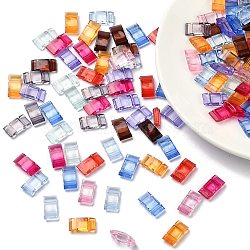 Transparent Acrylic Carrier Beads, Multi-Strand Links, Two Hole Carrier Beads, Rectangle, Mixed Color, 17x9x5mm, Hole: 2mm, about 780pcs/500g(PL873Y)