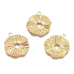 Textured 304 Stainless Steel Pendants, Flower, Hollow, Jewelry Making, for Women, Golden, 21x18x1mm, Hole: 1.8mm(STAS-G218-04G)